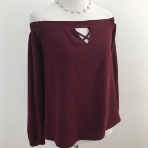 Burgundy Off Shoulder Blouse